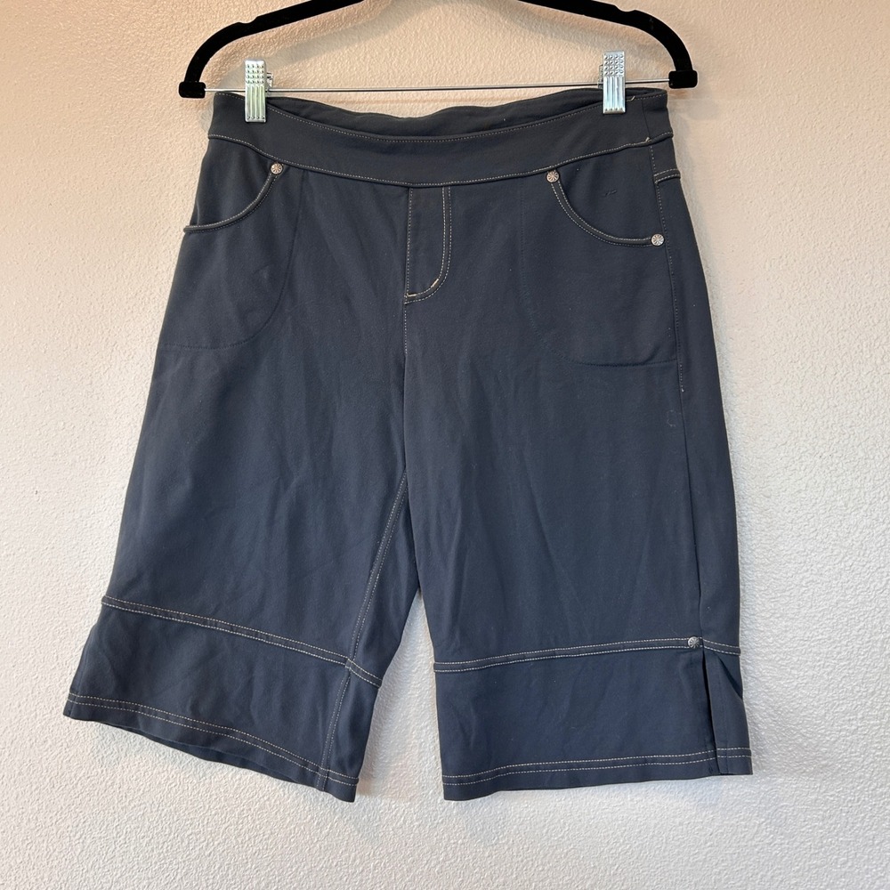 Athleta Womens Charcoal Gray Contrast Stitch Bermuda Active Shorts Size M